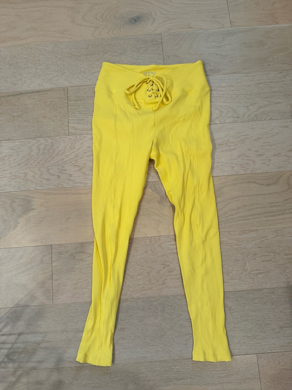 Year of Ours Yellow Ribbed Football Leggings